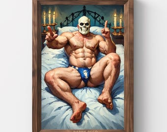 Geest, Halloween, Halloween-kunst, papa, Gay Halloween, Monster Daddy, Body art, Afdrukbare kunst, Gay Art Painting, Gay portrait, Gay, LGBTQ