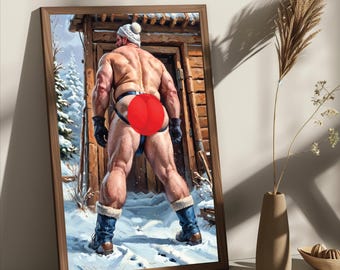 Male Winter, Winter Wall Art, Ice tube, Snow Wall Art, Vintage Christmas Wall Art, Christmas Painting, Printable Art, Gay, Xmas art, Gay Art