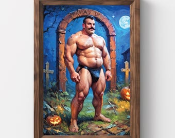 Dracula, Halloween, herfst, papa, Gay Halloween, Monster Daddy, Body art, Afdrukbare kunst, Gay Art Painting, Gay portrait, Gay, Fall, LGBTQ