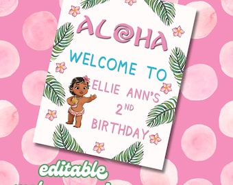Moana Geburtstag Willkommensschild