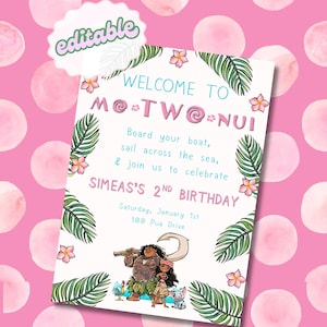 Moana 2nd Birthday Invitation Template