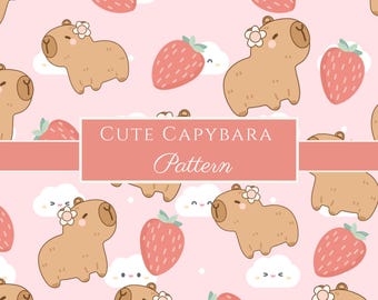 Capybara 1 Seamless Sewing Pattern,Pink Pastel,Paper Design for Crafts & Fabric