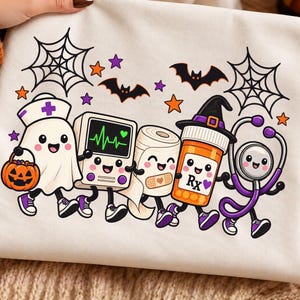 Halloween Nurse Crew PNG, Spooky Medical Sublimation Shirt Design, Funny Ghost Nurse Halloween PNG, Cute Medical Crew Gift, Instant Download