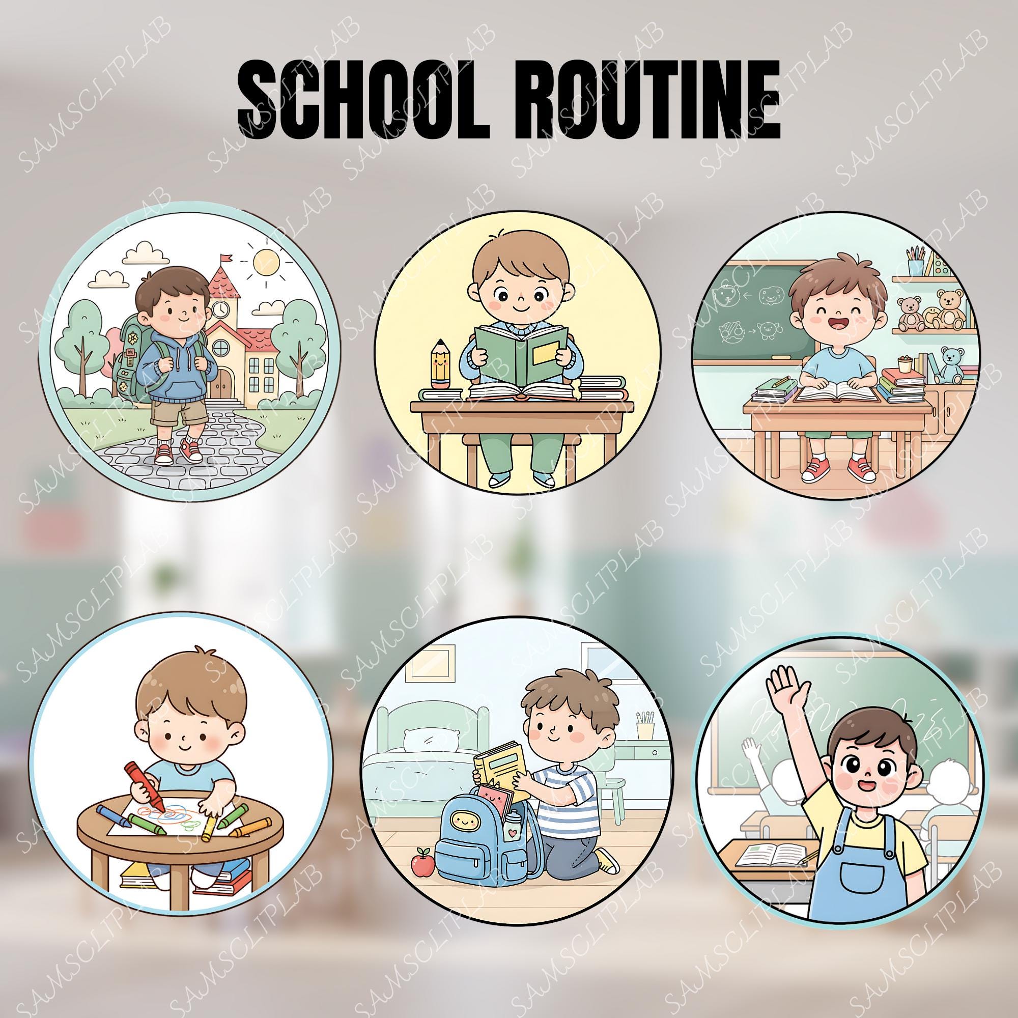 Kids Daily Routine Clipart Bundle – 24 Cute Routine Icons PNG, Visual ...