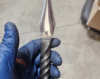 Hand-Forged Railroad Spike Athame with Twisted Handle – Ritual Blade, Pagan Tool, Witchcraft Altar Knife