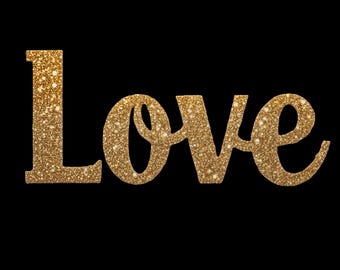 Gold Glitter Love PNG Bundle – Transparent Background | Valentine Love Word Clipart (4 Designs)