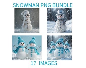 Snowman Clipart | 17 Winter PNG Graphics (Instant Download)
