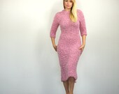 Soft Pink Midi Dress with High Collar