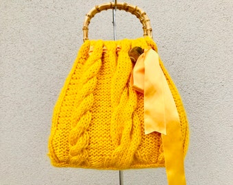 Knitted Yellow Handbag