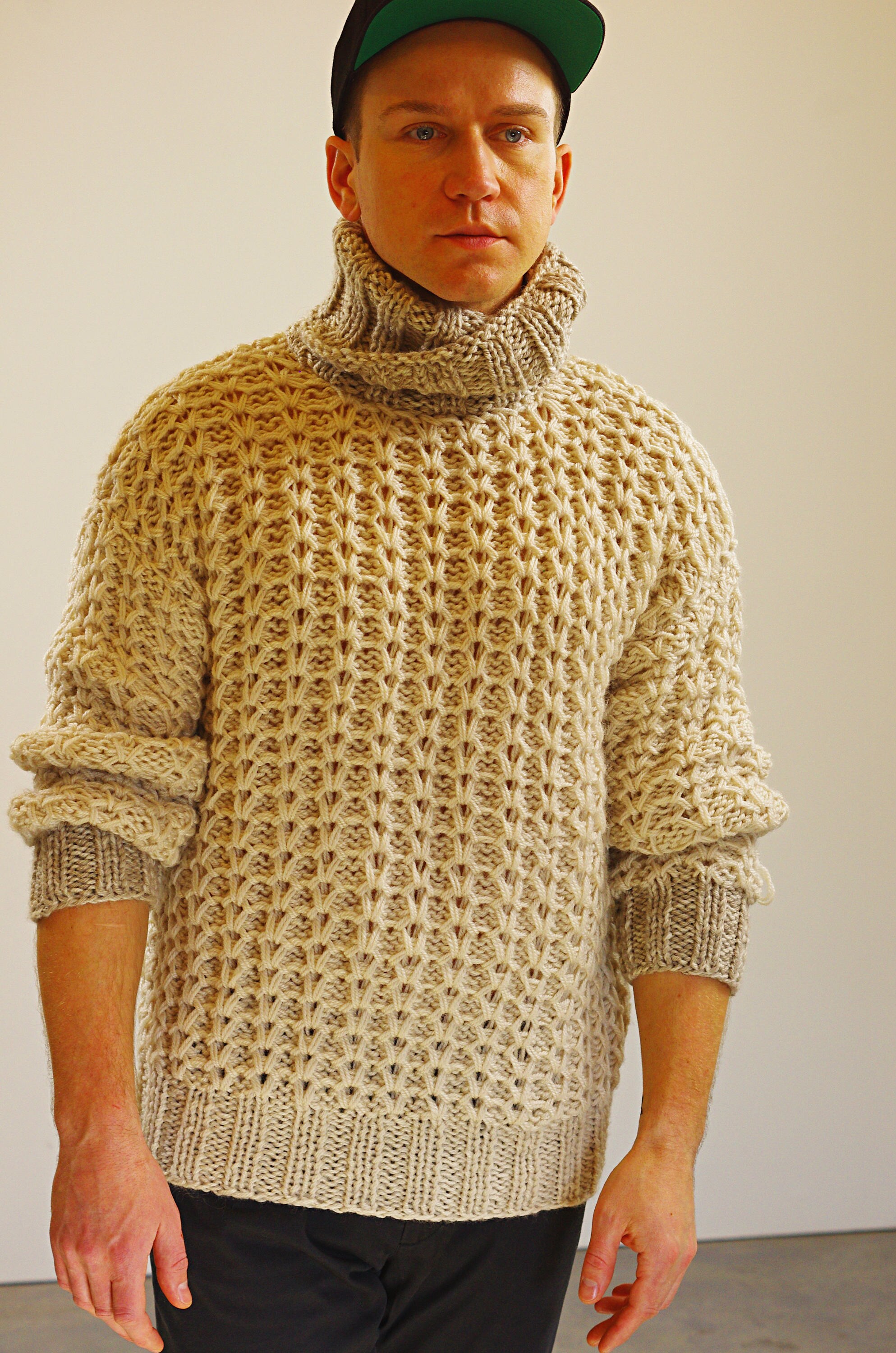 Suéter De Otoño Para Hombre, Suéteres De Cuello Alto De Punto Con Botón