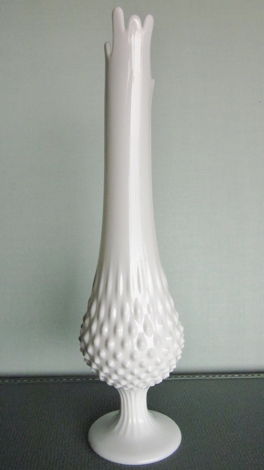 Vintage Fenton Swung Vase Hobnail Milk Glass with pedestal Etsy