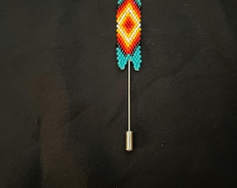 Pin de sombrero/solapa con cuentas - Turquesa tribal (I)