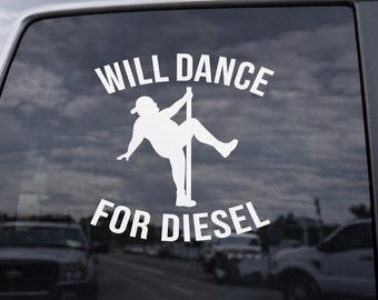 Dekal med texten "Dansar för diesel (eller vilken bensin som helst")