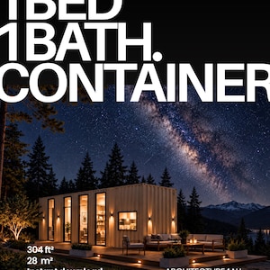 40ft Shipping Container Floor Plan: 1 Bedroom, 1 Bath Tiny Home Design (Digital Download)