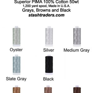 Superior Threads PIMA 50 wt Cotton Sewing Thread Set 1200 Yard Spool 6-Pack Neutrals 