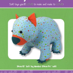 Wodger the Wombat Stuffed Toy sewing PATTERN, Not a PDF, by Funky Friends Factory