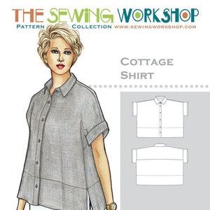 Cottage Shirt Sewing Pattern by The Sewing Workshop.  Sizes XS-XXL. This is a physical pattern NOT a .pdf download