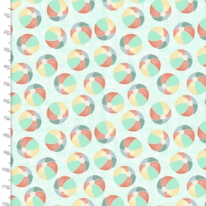 Beach Ball fabric from the Beach Travel Collection by 3 Wishes, 100% Cotton, Great for Quilting Crafting and Sewing!