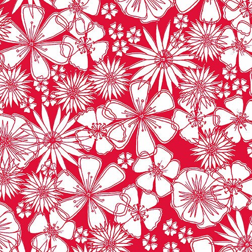 Red and White Fabric 100 Cotton Fabric By The Yard Meadow Etsy