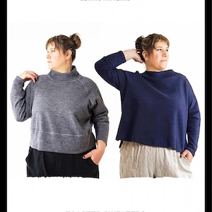 Toaster Sweaters Women&#39;s Printed Paper Sewing Pattern|High Neck Cropped Two Sleeve Styles in Curvy Sizes 16-34|Sew House Seven Ready to Ship