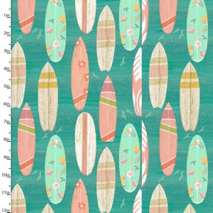 Surf Boards from the Beach Travel Collection by 3 Wishes, 100% Cotton, Great for Quilting, Sewing and Crafting!
