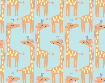 Giraffe Flannel by 3 Wishes, Playful Cuties 2, 100% Cotton, Sold By The Yard, Great for Baby, Softies, Quilting, Crafting