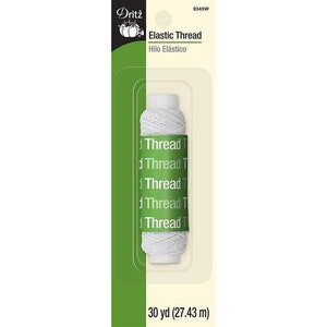 Elastic Thread from Dritz in White, 30 yard spool, use to create gathering, shirring and smocking on lightweight fabrics.