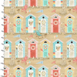 Beach Changing Houses from the Beach Travel Collection by 3 Wishes, 100% Cotton, Great for Quilting, Sewing and Crafting!