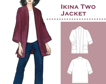 The Ikina Two Jacket Sewing Pattern by The Sewing Workshop.  Sizes XS-XXL. This is a physical pattern NOT a .pdf download