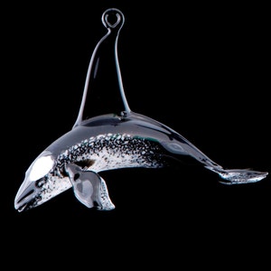 Hanging Glass Orca Whale Ornament, Killer Whale, Lampwork Sea Life Sculpture, Ocean and Marine Life Art image 6