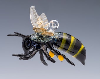 Glass Honey Bee, Bee Ornament, Lampwork Bee, Hanging Bee