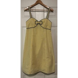 Anthropologie Violet Yellow Sundress Seersucker Sweetheart Fit & Flare Size 10 image 2
