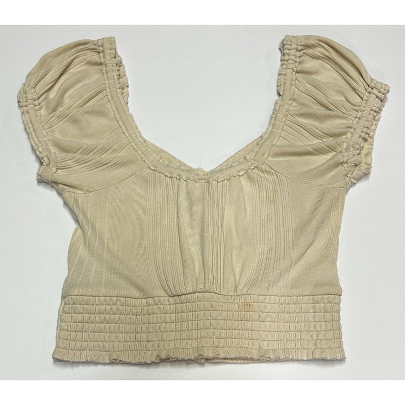Free People Womens Brighter Days Top Slim Beige Size Small S Boho Summer Blouse image 6