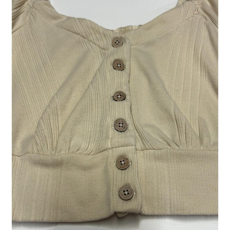 Free People Womens Brighter Days Top Slim Beige Size Small S Boho Summer Blouse image 7