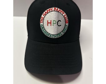 The Happy Pappy Club HPC Grandfathers Only Black Adjustable Baseball Cap Hat NEW