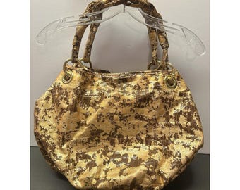 Design Guru for Curations Gold Metallic Croc Braided Handle Hobo Oversized Bag