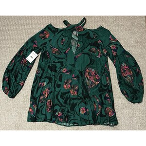 Free People Drift Away Tunic Dress Green Floral Boho Womens Size M Hippie Style image 4