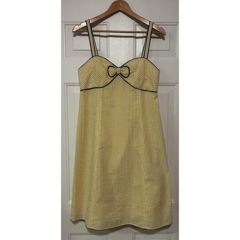 Anthropologie Violet Yellow Sundress Seersucker Sweetheart Fit & Flare Size 10 image 10
