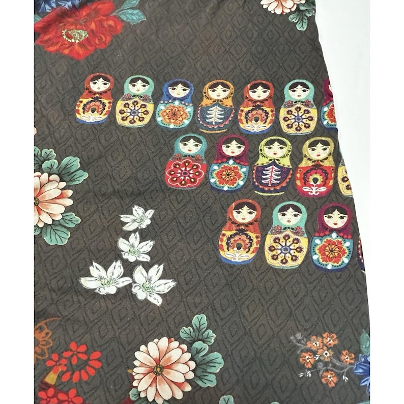Johnny Was Matryoshka Nesting Doll Floral Sleep Slip Dress Grey Womens Large image 6