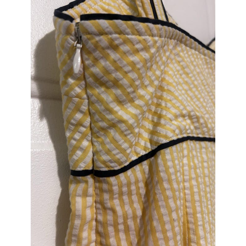 Anthropologie Violet Yellow Sundress Seersucker Sweetheart Fit & Flare Size 10 image 8