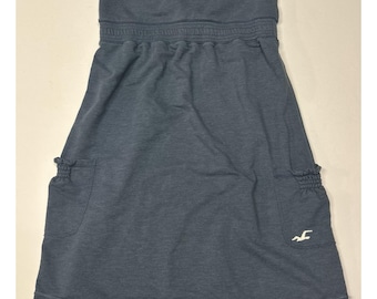 Hollister Mens Blue Strapless Smocked Tube Dress Pockets Small