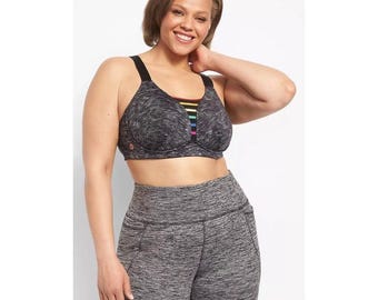 Livi Lane Bryant Rainbow Space Dye Wireless Sports Bra 38DDD Black High Impact