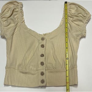 Free People Womens Brighter Days Top Slim Beige Size Small S Boho Summer Blouse image 8