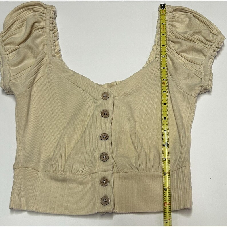 Free People Womens Brighter Days Top Slim Beige Size Small S Boho Summer Blouse image 8