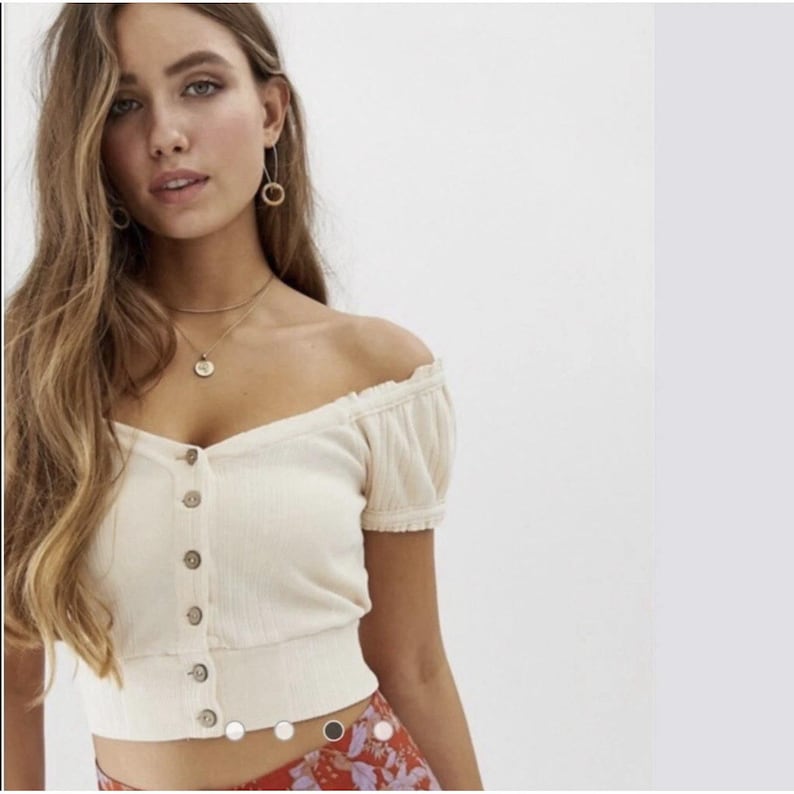 Free People Womens Brighter Days Top Slim Beige Size Small S Boho Summer Blouse image 1