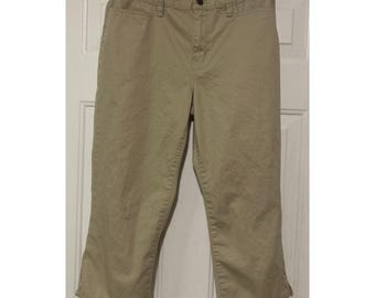 LRL Lauren Jeans Co Women's Classic Mid Calf Size 10 Khaki Tan Capri Pants