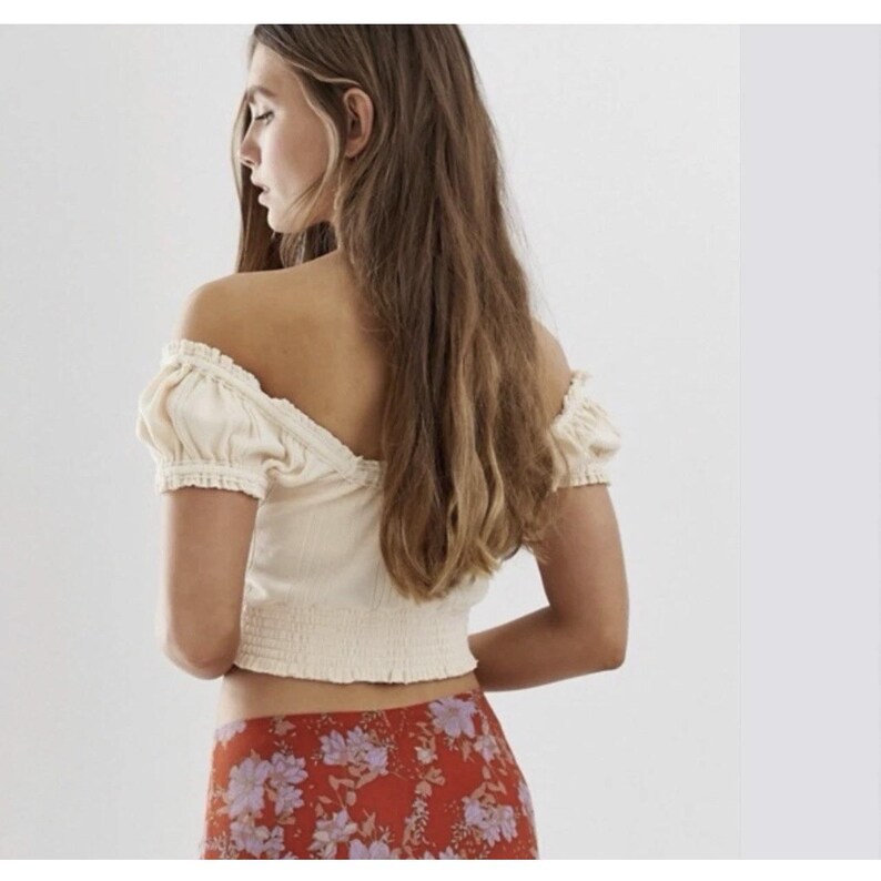 Free People Womens Brighter Days Top Slim Beige Size Small S Boho Summer Blouse image 2