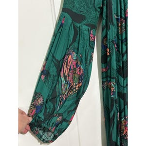 Free People Drift Away Tunic Dress Green Floral Boho Womens Size M Hippie Style image 9