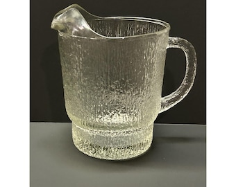 Jarra de agua de vidrio indio vintage con textura de corteza de árbol, 64 oz, 8 pulgadas de alto, 4,06 libras.