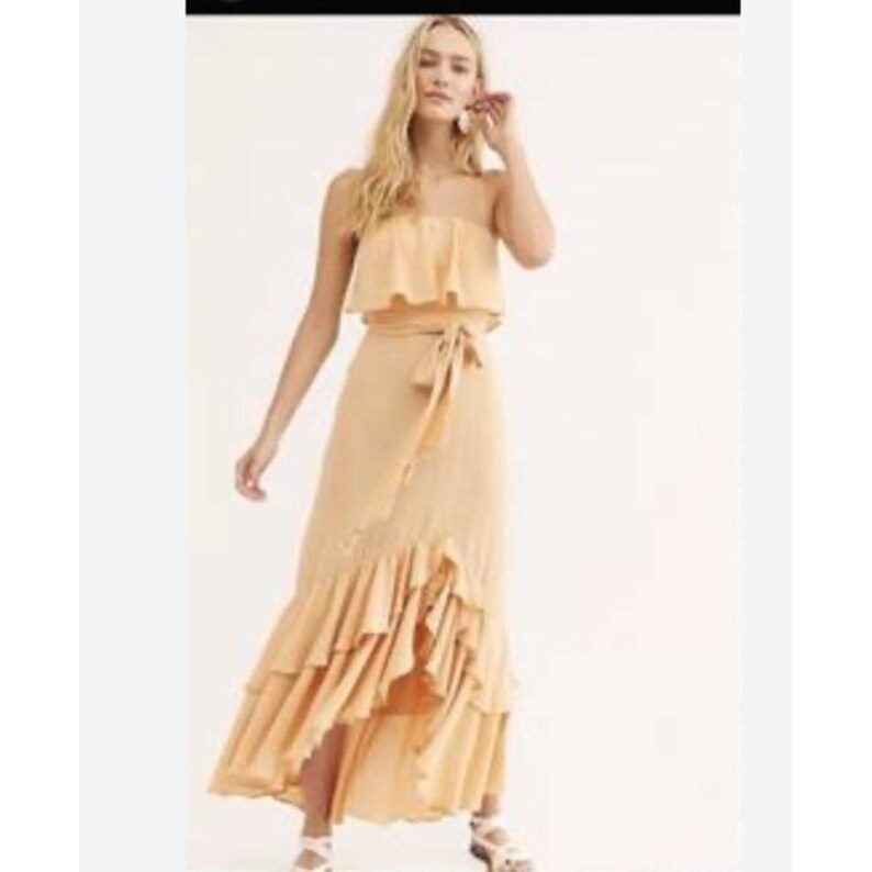 Free People Tavia Endless Summer Smocked Tiered Ruffle Maxi Dress Size Large L Bild 3